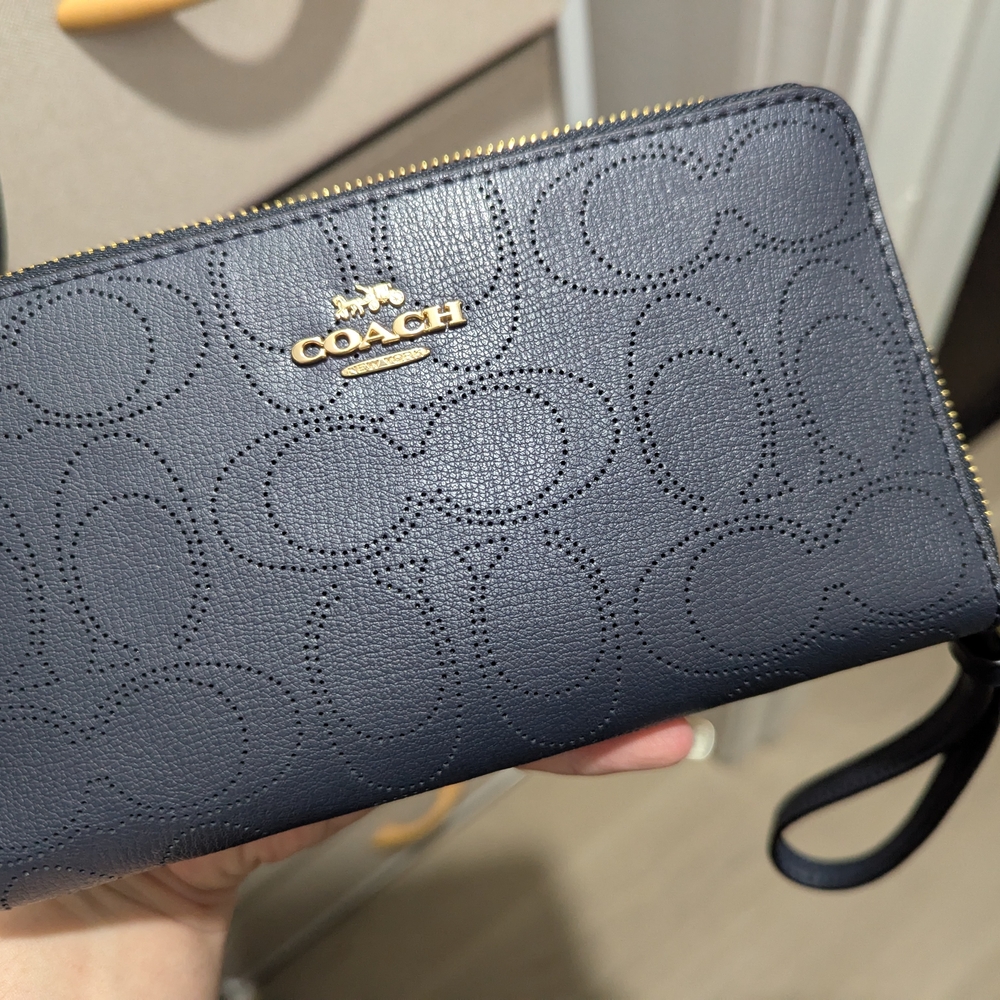 Coach Midnight Blue Embossed Wristlet
